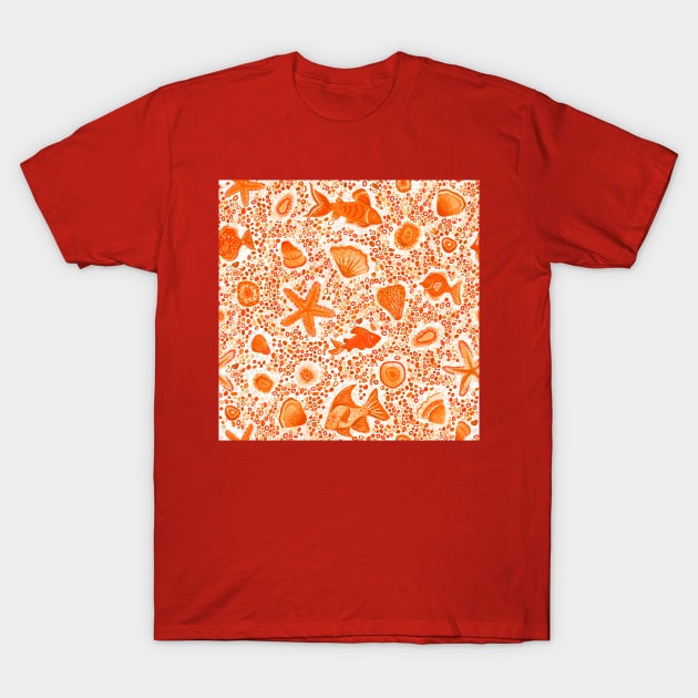 Orange Fishes T-Shirt by Carolina Díaz